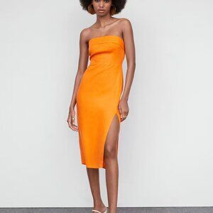 NWT - MANGO Strapless linen dress Size 8